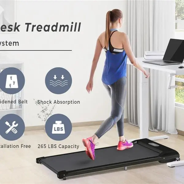 ROCKRAF 2 in 1 Electric Treadmill 2.5HP，Black,flat treadmill, Under Desk, foldable ultra-thin silent multi-functional indoor small, Remote Control, Display, Walking Jogging Running Machine Fitness Equipment for Home Gym Office