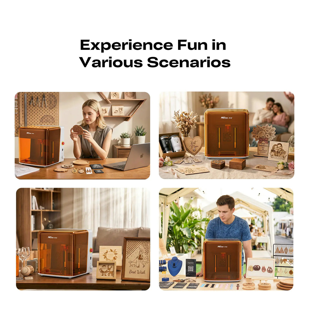 Creality Falcon A1C Laser Engraver with AI Camera, 15000mm/min High Speed Engraving, 150x150x148mm Working Area, Ideal First Laser Engraver for Home Users