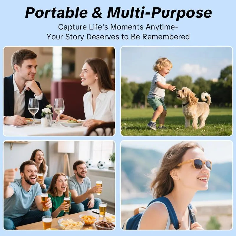 Portable 2k Ultra HD Video Recorder, 180° Rotating Lens, Handheld Stabilizer, USB Rechargeable, Vlogging Camera, Travel & Daily Life Recording
