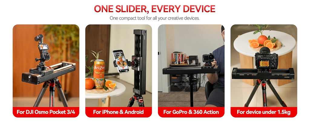 IFOOTAGE Pico Motorized Mini Slider - 15.7 in 2-Axis Dolly Track, Smartphone, Phone Tripod, Pocket Camera Rig, Handheld Stabilizers & Supports, 2.4lb Payload, Compatible with Insta360 iPhone Android DJI Pocket 3/4, Electronics Accessory