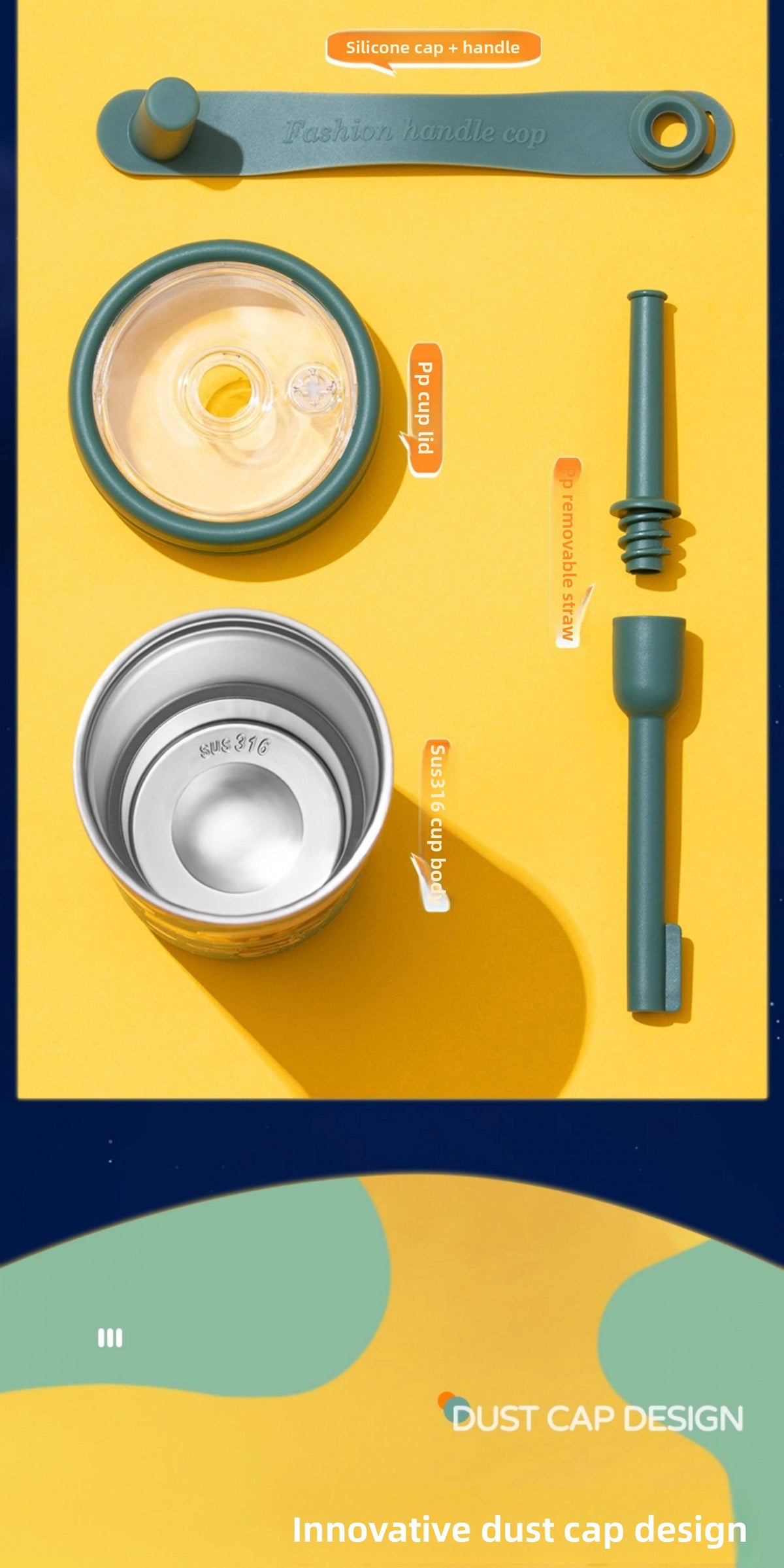 316 Stainless Steel Insulated Straw Tumbler Vacuum Flask - Portable Standard BPA-Free Drinkware with Straw and Whisk, Heat-Resistant for Office, Home