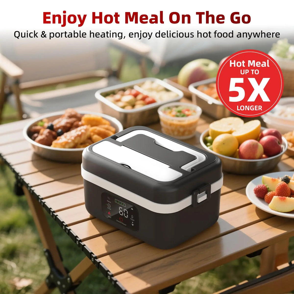 Rechargeable Cordless Self-Heating Lunch Box Portable Food Heater, Heat Up Lunch Box Portable, Heatable Lunchbox, Heated Lunchbox, Thermal Heated Meal Container for Meal Prep, Office, Travel, Car, Picnic and Outdoor Use, Ideal Gift #GLOBAL PICKS