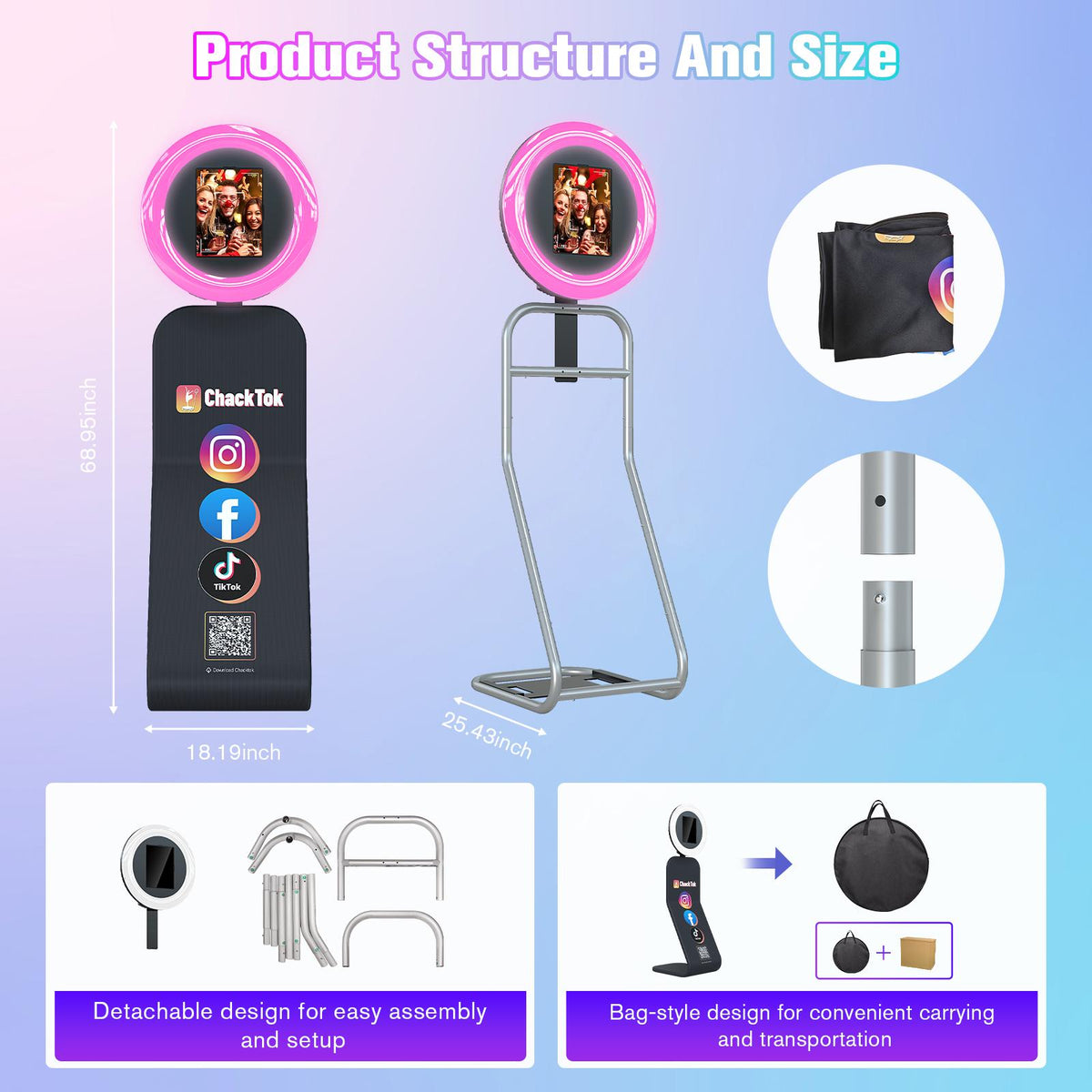 MWE Portable Photo Booth Compatible with Any Ipad, for Ipad Photo Booth Shell Stand Photo Booth Software for Party and Wedding