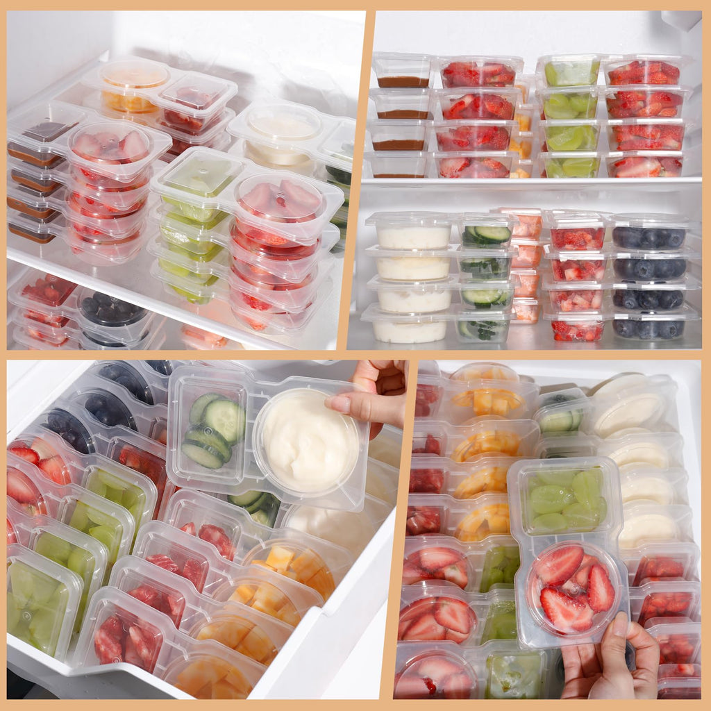 Reusable Snack Container with Lid, Double Compartment Portion Control Snack Box for Camping, Kitchen Utensils & Gadgets, Food Storage Container, Snack Containers Reusable