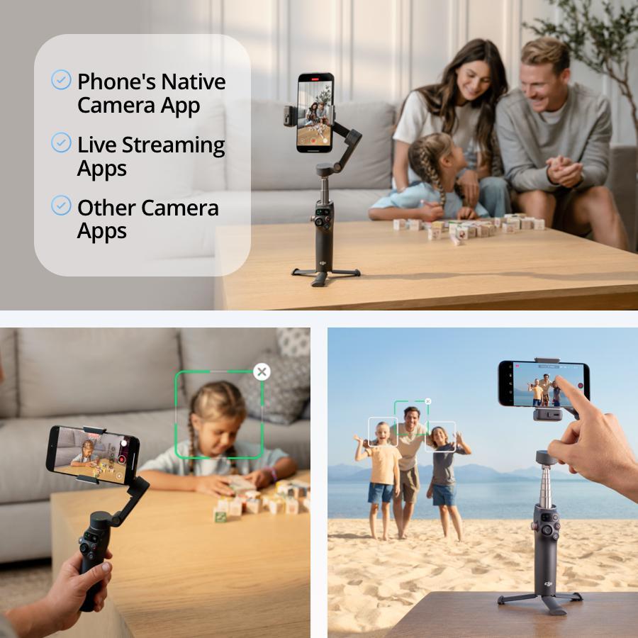 DJI Osmo Mobile 8 Advanced Tracking Combo Phone Gimbal Stabilizer, AI Native Tracking, Audio & Lighting Support, 360° Pan Rotation, Built-in Extension Stick & Tripod, 10h Battery, Secure Grip, Camera Accessories, Easy Connection
