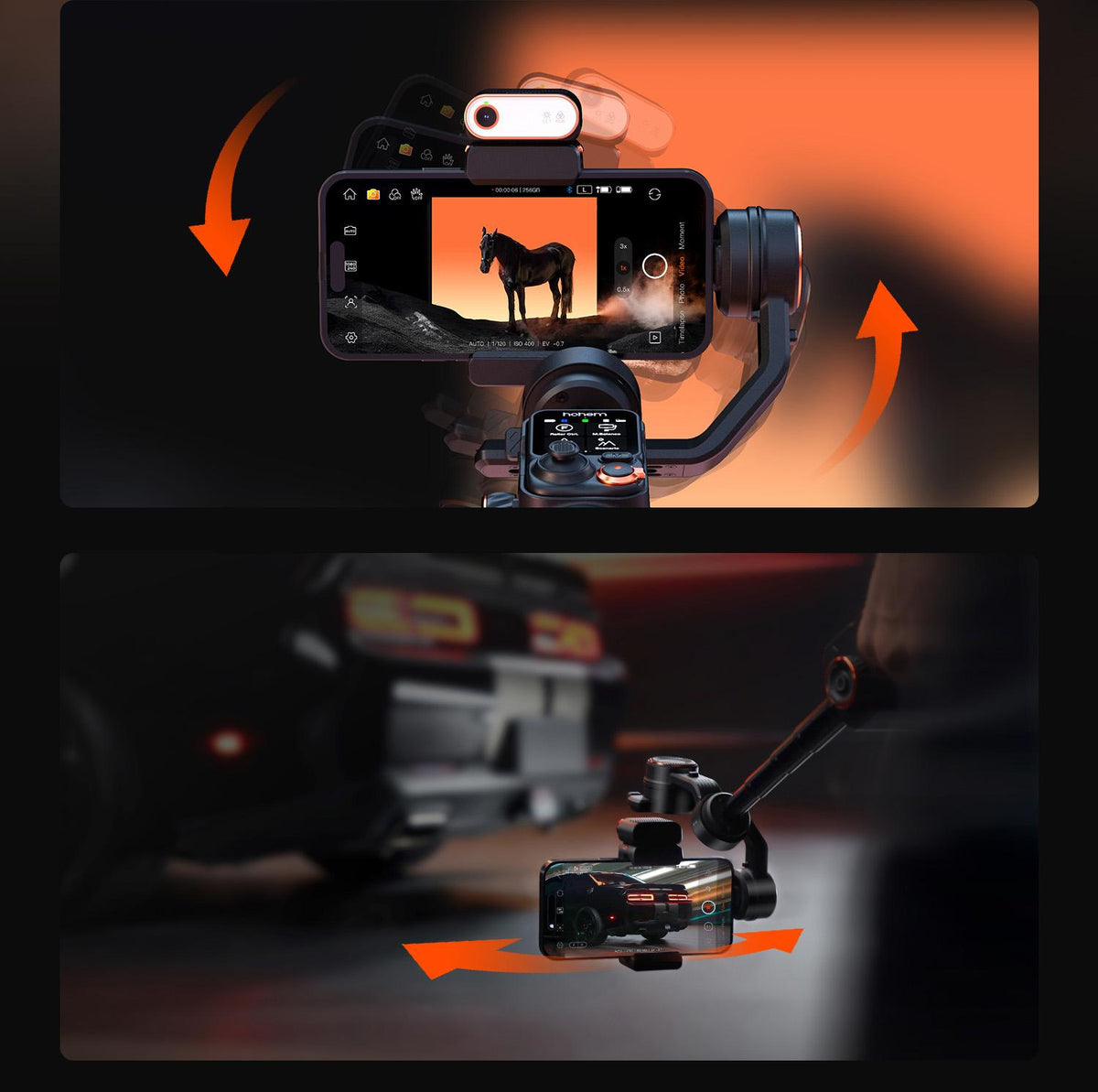 Hohem iSteady M7 Kit 3-Axis Camera Gimbal Stabilizer for iPhone/Android Smartphones, Mobile Phone Accessory for Content Creators with Magnetic Fill Light, AI Tracking Sensor, 1/4-inch Color Touchscreen Display, Detachable Remote, 500g Max Payload