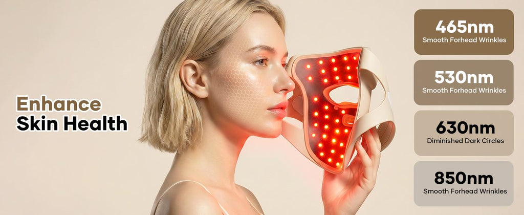3D LED Face Mask Light Therapy, Cordless Red Light Therapy Mask for Face with Remote, 9 Modes, 630nm Red 850nm Near Infrared Blue Green Light, USB-C Rechargeable Skincare Device