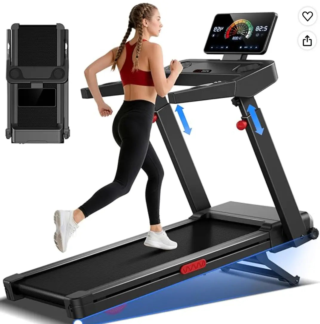 UMAY Electric Auto-Incline Treadmill, 20% Slope, 400LBS Capacity, 3.5HP Quiet Motor, Triple Suspension – Folding Home Fitness Equipment Summerwins
