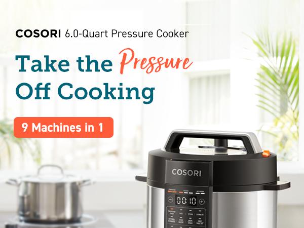 [live]COSORI 6-Qt Electric Aluminum Pressure Cooker - 9-in-1 Multifunction Appliance for 1-Pot Meals, Rice, Sauté, Sous Vide, Sterilizer, 1100W, Stainless Steel, Recipe Book, SohoChic Kitchen Appliances