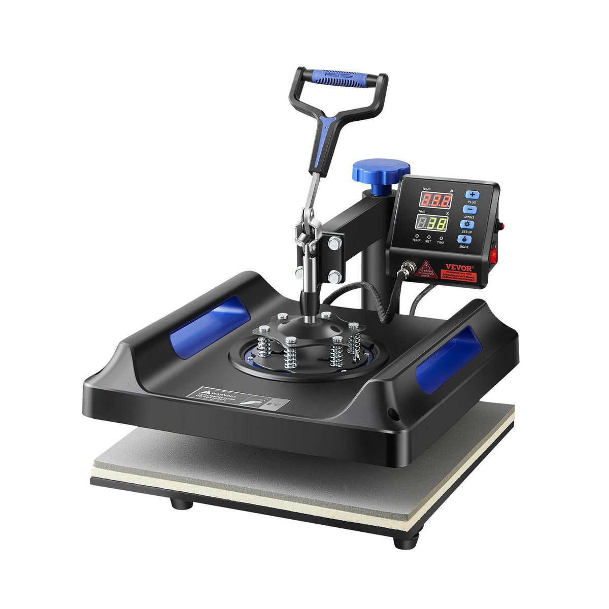 VEVOR 5-in-1 Heat Press Kit, 15x15in 360° Swing Away Hand Tool, 1000W Digital Display Control, Quick Heating, Anti-Burn Safety, Non-Stick Coated, 20.07x15.75x18.51in, Ideal for T-Shirts, Hats, Caps, Mugs