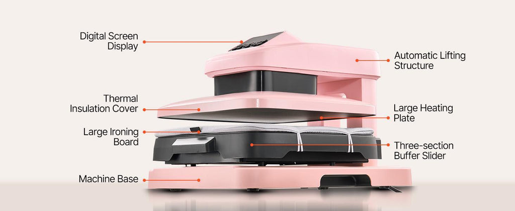 VEVOR Auto Heat Press Machine 15 x 15 inch T-Shirt Press Machine Pink, Auto Release and Adjustable Pressure, Digital Display, Rapid and Even Heating, for Sublimation, Vinyl, Heat Transfer Projects