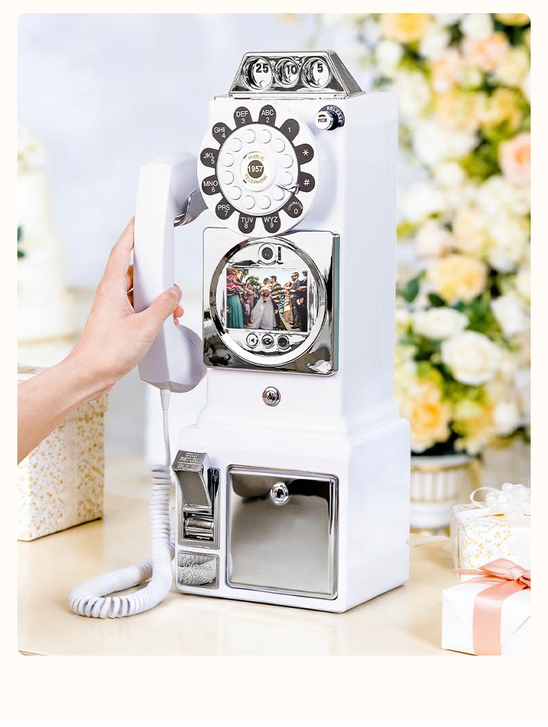 Retro Upright Phone Multifunction HD Recorder - 1080P HD, 32GB Customizable Storage, 5000mAh Rechargeable Battery, Photo-Video Dual Function, Instant Video Playback, Real-Time Memory Check, Ideal for Weddings, Birthdays, Parties