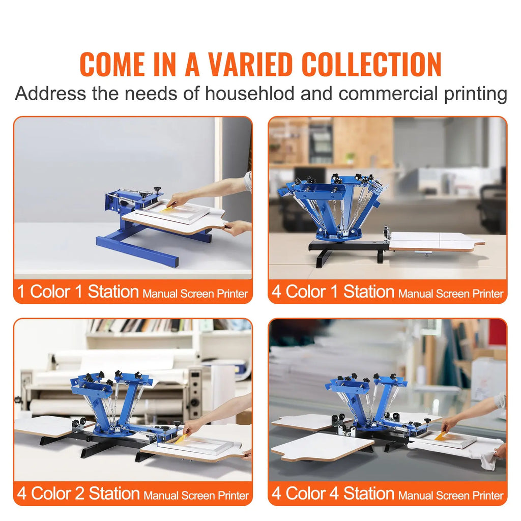 【toolupgrade】VEVOR Screen Printing Machine, 4 Color 4 Station 360 Rotable Silk Screen Printing Press, 21.2x17.7in Screen Printing Press, Double-layer Positioning Pallet for T-shirt DIY Printing