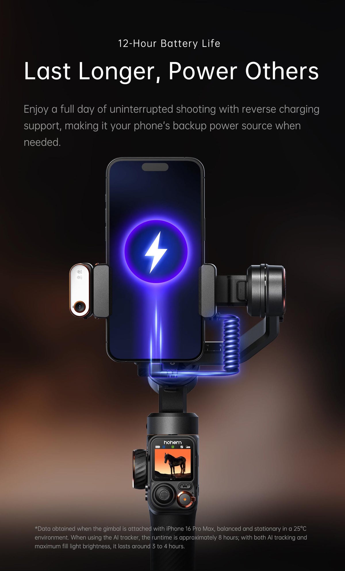 Hohem iSteady M7 Kit 3-Axis Camera Gimbal Stabilizer for iPhone/Android Smartphones, Mobile Phone Accessory for Content Creators with Magnetic Fill Light, AI Tracking Sensor, 1/4-inch Color Touchscreen Display, Detachable Remote, 500g Max Payload