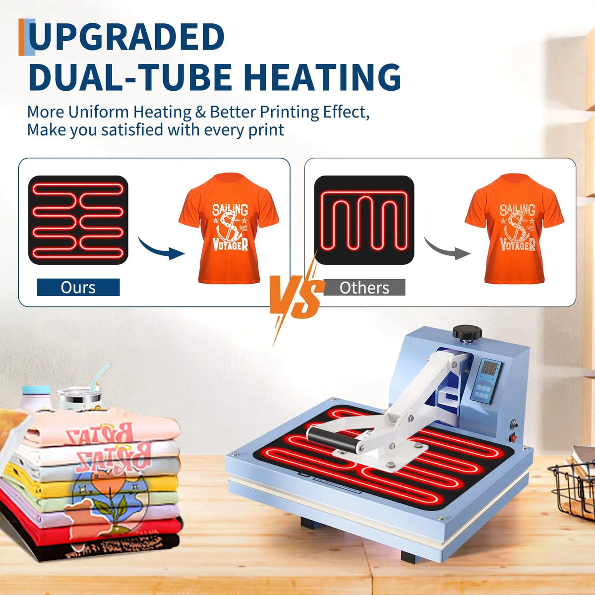 16x20 Professional Clamshell Heat Press Machine for Sublimation Transfer on T-Shirts with Fast Heating and Digital Precise Temperature Control, Industrial Grade Heat Transfer Equipment