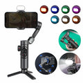 The AOCHUAN Smart XE Is a Compact And Foldable Gimbal Stabilizer Featuring Three-Axis Stabilization And Anti-Shake Technology. It Includes a Built-In RGB Seven-Color Magnetic Fill Light And Offers 360-Degree Rotation with AI Automatic Face Tracking