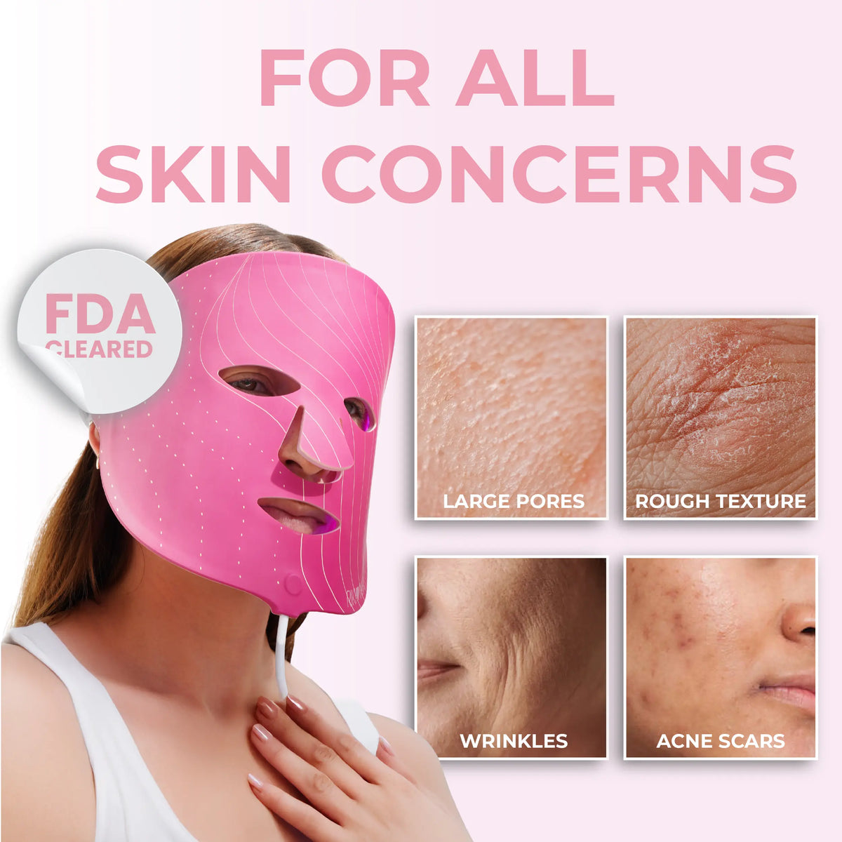 RIKI Baby Face LED Face Mask – 630nm Red Light, 830nm Infrared & 465nm Blue Light Therapy for Fine Lines, Wrinkles, Acne, Uneven Skin Tone & Skin Rejuvenation, 4 LED Modes, Comfortable Ergonomic Fit, Wireless, USB Rechargeable