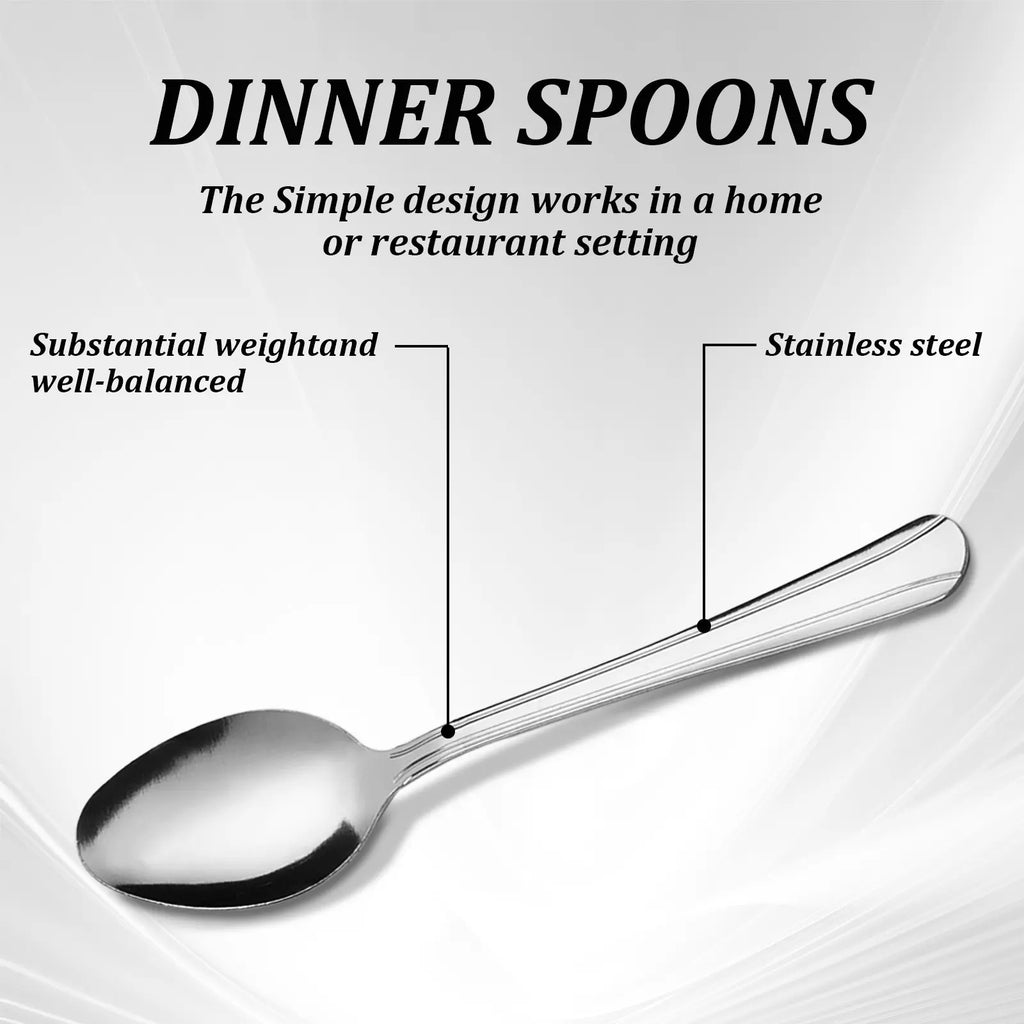 36PCS Elegant Dominion-Style Stainless Steel Cutlery Set - Smooth Polished Long Handle Dinner Spoons, Stainless Steel Resists Daily Wear, Dishwasher Safe for Home, Banquets, Hotel Serving Needs