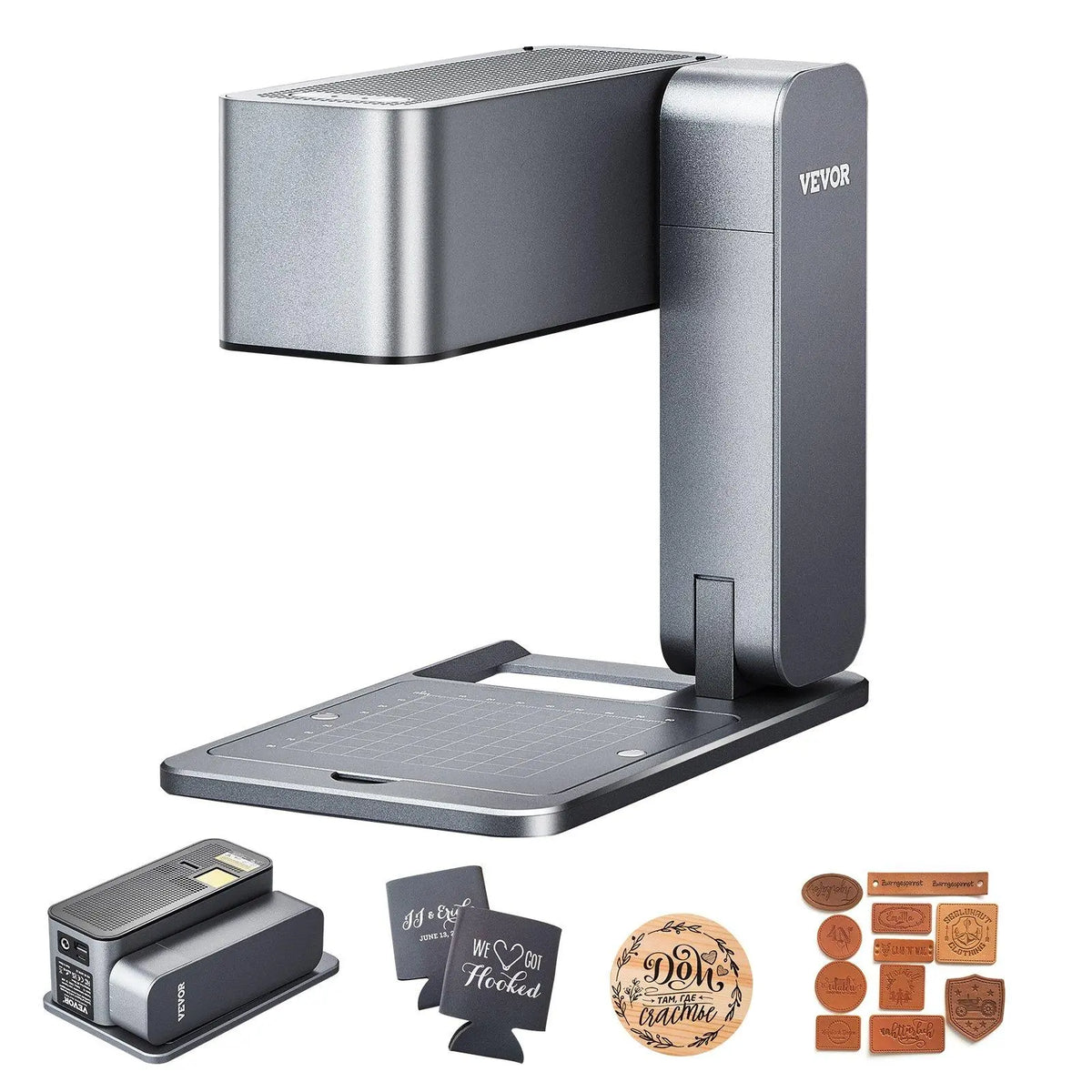 VEVOR Portable Fiber Laser Engraver Tool, 5W Output Power High-Speed Handheld DIY Engraving Machine with 600 mm/s Speed, Compact Folding Design, Base Detachable, Flexible Adjustment, Father's Day Gift