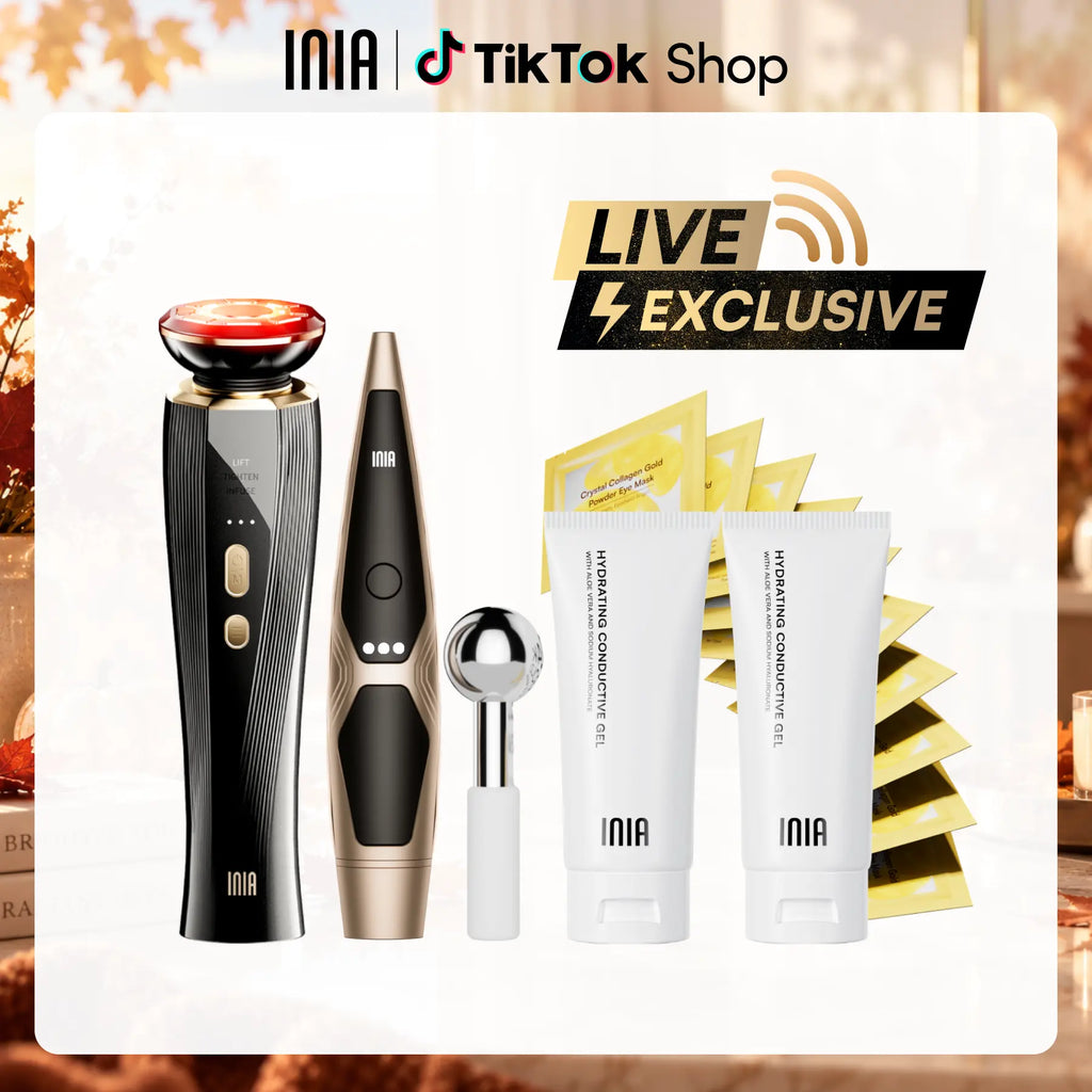 【LIVE EXCLUSIVE】INIA FLARE & LUMIN Facial & Eye Skincare Bundle – 3-in-1 Face + 4-in-1 Eye Beauty Devices for Lifting, Tightening, Reducing Puffiness & Fine Lines,Buy 1 Get 15,sohochic