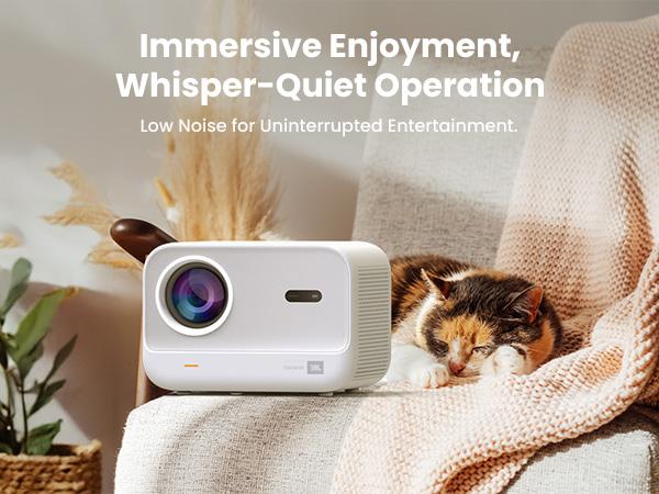 [Yaber L2S Projector & JBL Sound]1080P Projector with WiFi 6 and Bluetooth,Seamless Autofocus Portable Movie Projector, Home Theater Projector for iPhone/TV Stick/HDMI/USB/Laptop/PS5-White