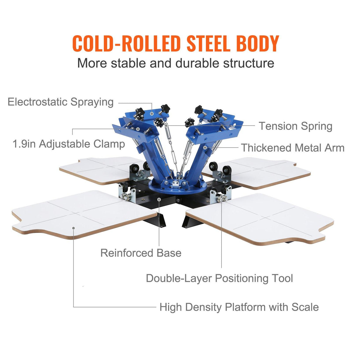 【toolupgrade】VEVOR Screen Printing Machine, 4 Color 4 Station 360 Rotable Silk Screen Printing Press, 21.2x17.7in Screen Printing Press, Double-layer Positioning Pallet for T-shirt DIY Printing