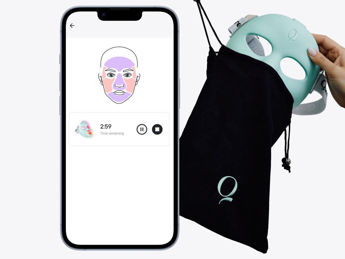 Qure LED Light Therapy Mask for Face - FDA Cleared for Wrinkles & Acne Treatment with 3 Modes, 5 Facial Areas & 5 Lights: Red, Deep-Red, Blue, Amber & Infrared, 3-Min Daily, Eye-Protection, Smart App