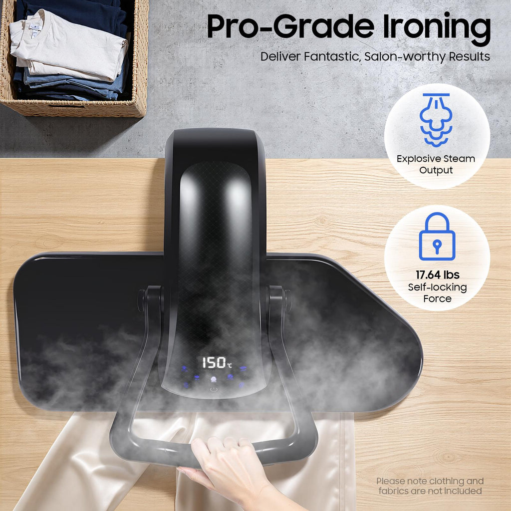 1600W 5-in-1 Corded Steaming Iron - Aluminum Build, 4 Mins Fast Warm-Up, 1.7M/ 5.58 Ft Cord, 1 Intelligent Steam Press, 1 Pressing Cushion, Spray Bottle Included - Tabletop Use for Clothing Shop, Households,sohochic