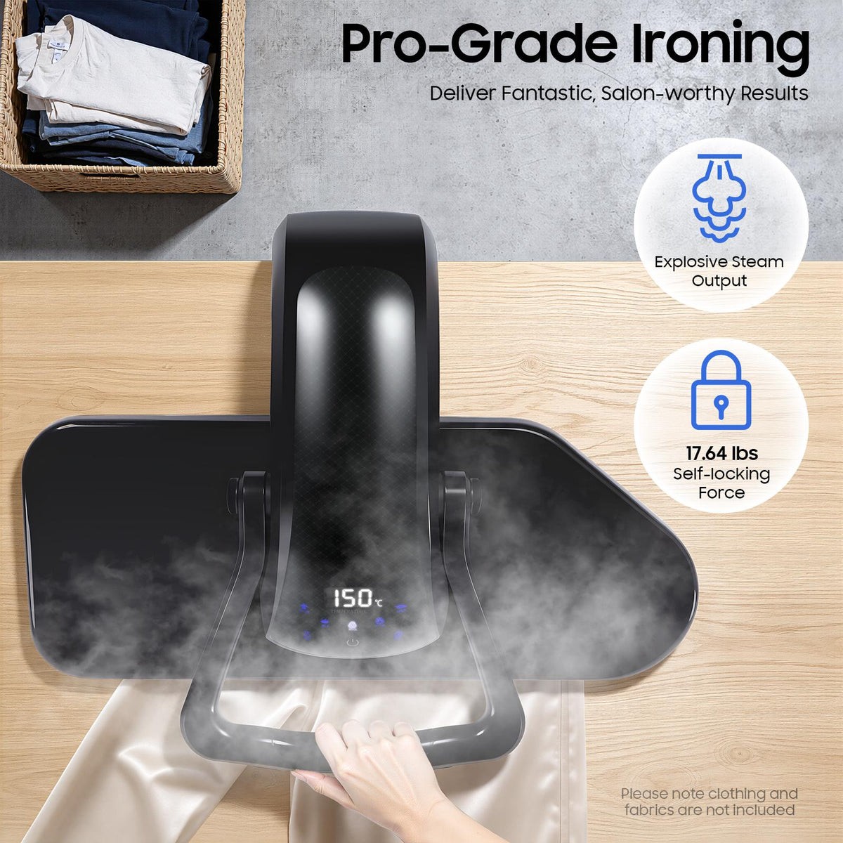 1600W 5-in-1 Corded Steaming Iron - Aluminum Build, 4 Mins Fast Warm-Up, 1.7M/ 5.58 Ft Cord, 1 Intelligent Steam Press, 1 Pressing Cushion, Spray Bottle Included - Tabletop Use for Clothing Shop, Households,sohochic