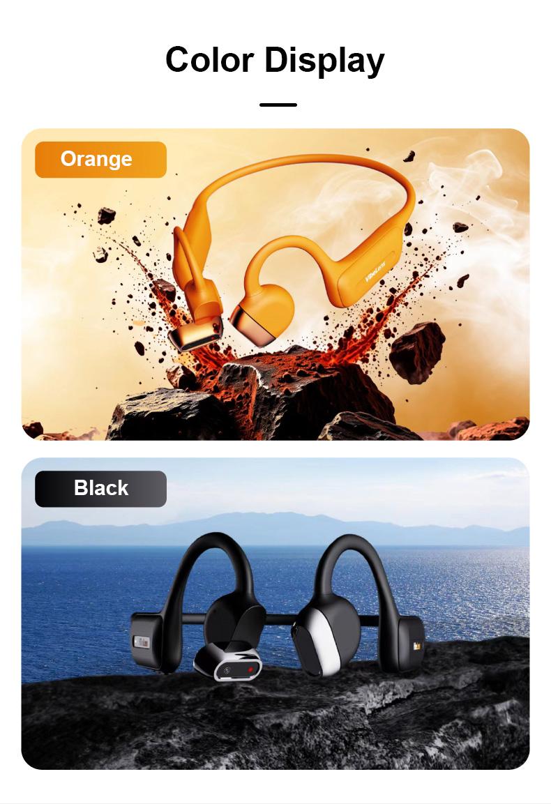 VibeLens Bone Conduction Headphones with 4K POV Camera, Hands-Free POV Video Recording, 6-Axis Image Stabilization, Open-Ear Bluetooth Sports Headset with AI Voice Assistant, Offline Music Playback, IP68 Waterproof for Swimming, Cycling and Travel