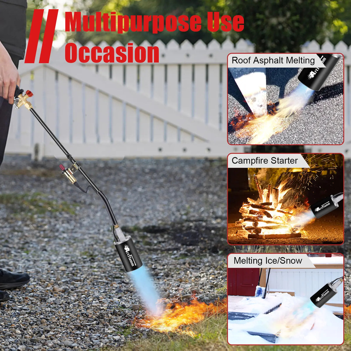 【toolupgrade】ARTFLAMM Portable Propane Torch Burner with Storage Bag, High Output BTU Blow Torch with 10FT Hose, Flame Weeder with Igniter for Garden Roofing Springtok Outdoor #toolupgrade