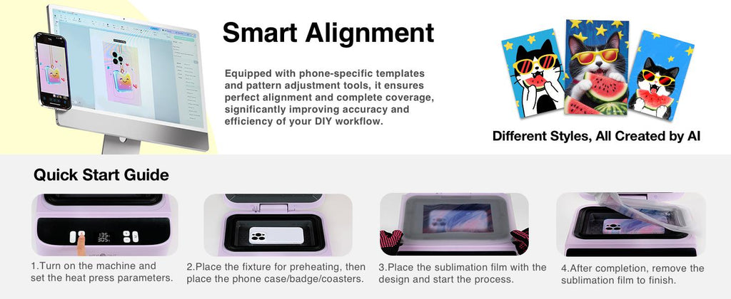 【DealsForYouDays】HTVRONT H17 Vacuum Heat Press Machine for Custom Smartphone Casing, 3D Flawless Transfer Accessory with Purple Single Mold-iPhone, Blue Dual Template-Android & iPhone, Sublimation Film, Phone-Specific Templates