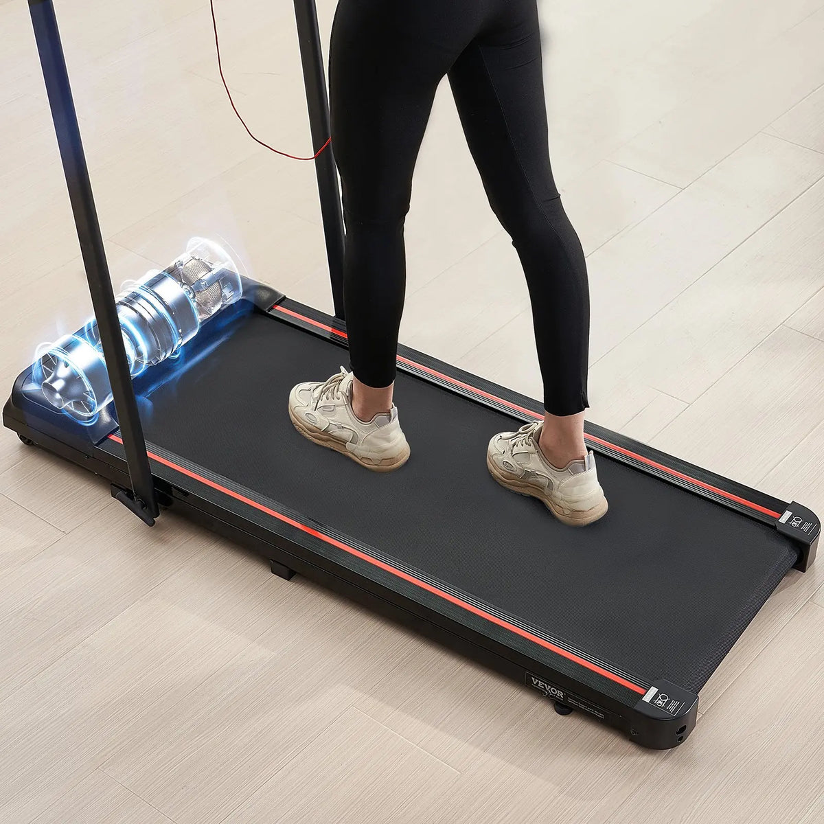【toolupgrade】VEVOR 2-in-1 Under Desk Treadmill, 15.6"x42"/396x1065 mm Anti-Slip Surface Belt, 2.5HP Motor, 0.6-7.6 mph Walking/Run Speed, Shock Absorb, Collapseable Portable Pad, Handle Bar, Remote Control, LED Display, 265 Lbs Capacity for Home O...