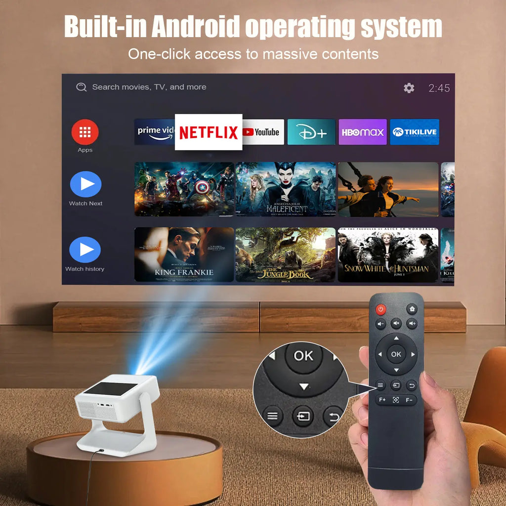 A2pro 8-inch Touch Screen Projector - Native 1080P, 4K Supported, Auto Focus & Correction, Dolby Audio, Wi-Fi 6, Bluetooth Connection, 180° Rotatable, Home Projector for Games, Movies, Gifts