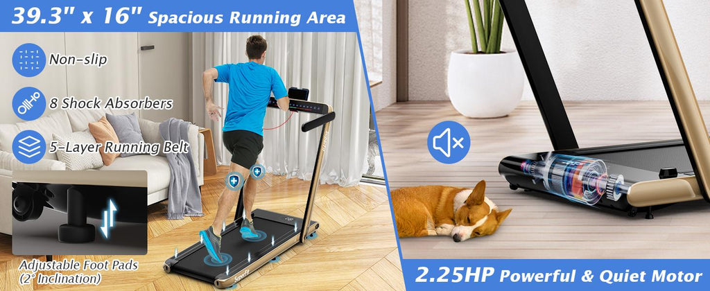 COSTWAY 2-in-1 Treadmill, 7.5MPH Under-Desk Electric Treadmill w/Dual Display, Bluetooth Speaker, APP & Remote Control, Speed Adjustable Portable Walking Pad Jogging Machine for Home