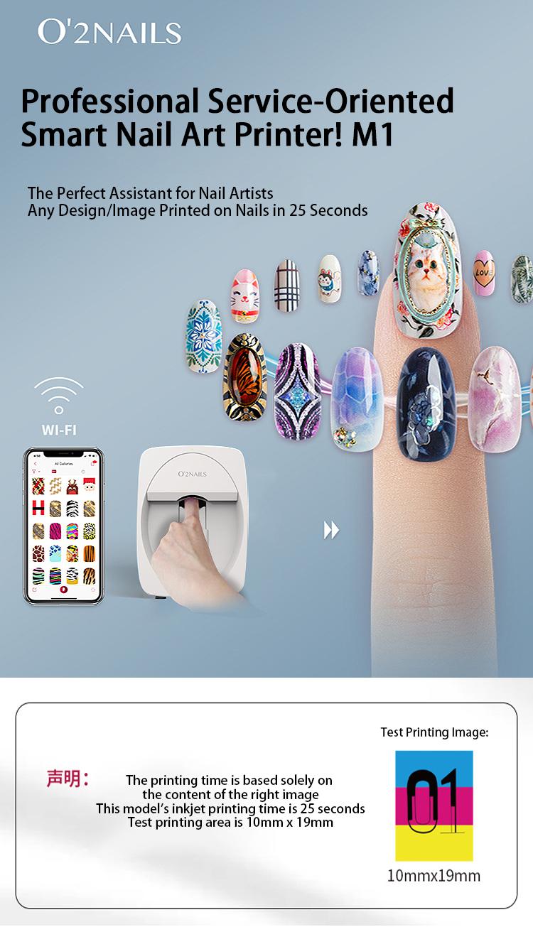 O2Nails 3D Robot Nail Printer - Smart Digital Art Tool for Kids & Salons, 2400 dpi, Long-Lasting Gel & Acrylic, Lightweight Portable Nail Care Device