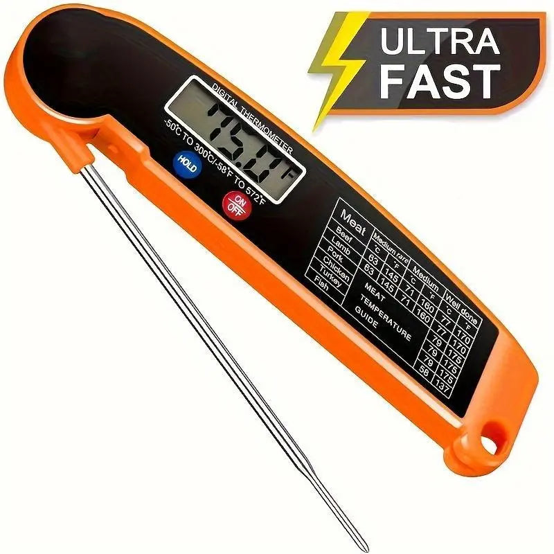 1pc WEBBQ Digital Meat Thermometer, Fast-Reading ABS Food Temperature Gauge with Hold Function, Single-Use, for Grilling BBQ, Kitchen Cooking, Adult - AAA Battery Operated (Batteries Not Included), Food Temperature Probe, Kitchen Gadgets